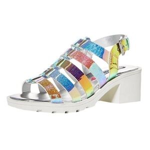 Steve Madden Girls J Puzzle Iridescent Caged Sandals